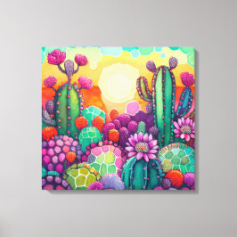 Canvas Print : Sunset on Cactusカラフル キャンバスプリント