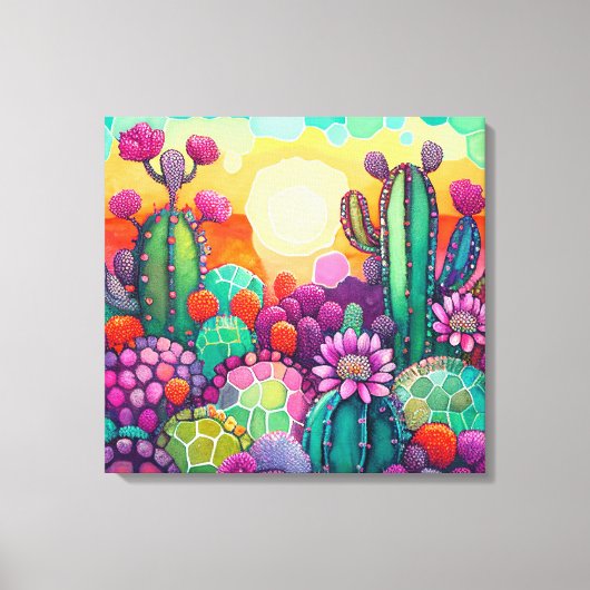 Canvas Print : Sunset on Cactusカラフル キャンバスプリント (正面)