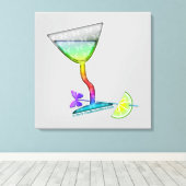 CANVAS PRINTS - バタフライ マティーニ アート キャンバスプリント (インサイチュ (ウッドフロア))