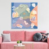 canvas stad blauw キャンバスプリント (インサイチュ (リビング))