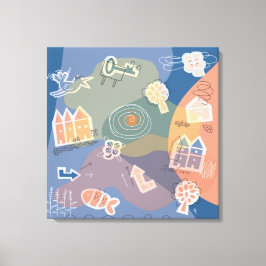 canvas stad blauw キャンバスプリント