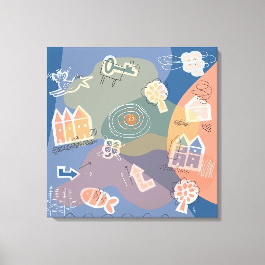 canvas stad blauw キャンバスプリント (正面)