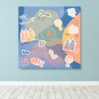 canvas stad blauw キャンバスプリント