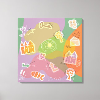 canvas stad huizen oranje キャンバスプリント