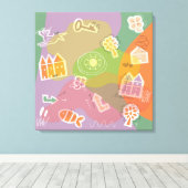 canvas stad huizen oranje キャンバスプリント (インサイチュ (ウッドフロア))