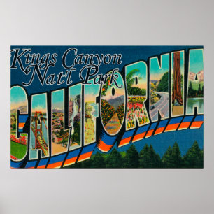 Canyon王の国立公園、カリフォルニア-大きい手紙場面 ポスター