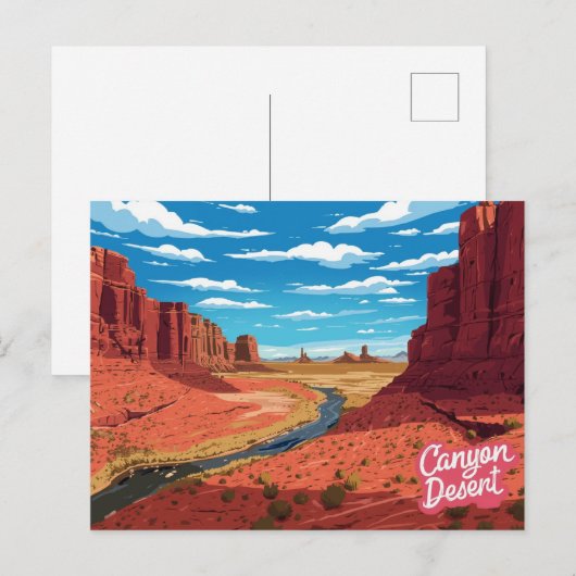 Canyon Desert River Valley Art Print ポストカード (正面/裏面)