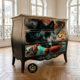 Canyon Night Black Wolf Portrait 薄葉紙