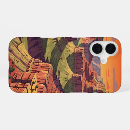 Canyon Rétro au Coucher du Soleil iPhone 16ケース (裏面横)