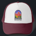 Canyonlands National Park Utah Vintage キャップ<br><div class="desc">Canyonlands vector artwork design. The park is known for its dramatic desert landscape carved by the Colorado River. Island in the Sky is a huge,  flat-topped mesa with panoramic overlooks.</div>