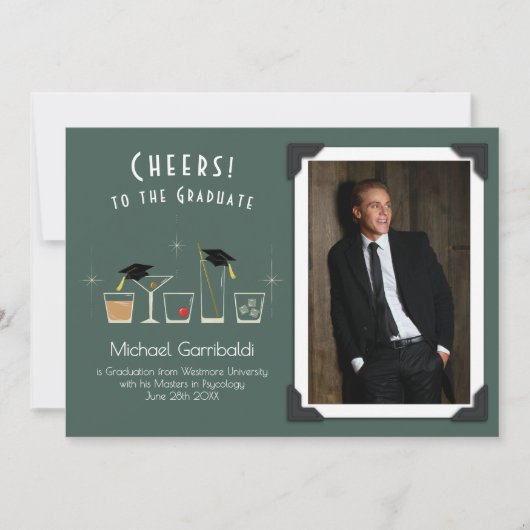 Cap and Cocktail Graduation Announcement 招待状 (正面)