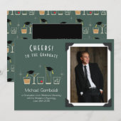 Cap and Cocktail Graduation Announcement 招待状 (正面/裏面)