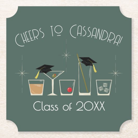Cap and Cocktail Graduation Party ペーパーコースター (正面)