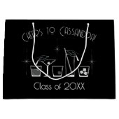 Cap and Cocktail Graduation Party Black ラージペーパーバッグ (正面)