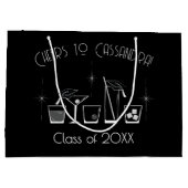 Cap and Cocktail Graduation Party Black ラージペーパーバッグ (裏面)