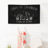 Cap and Cocktail Graduation Party Black 横断幕 (インサイチュ)