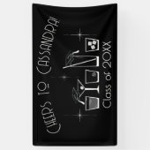 Cap and Cocktail Graduation Party Black 横断幕 (縦)