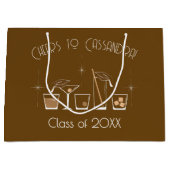 Cap and Cocktail Graduation Party Brown ラージペーパーバッグ (正面)