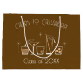 Cap and Cocktail Graduation Party Brown ラージペーパーバッグ (裏面)
