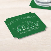 Cap and Cocktail Graduation Party Dark Green ペーパーコースター (アングル)
