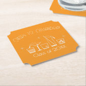 Cap and Cocktail Graduation Party Orange ペーパーコースター (アングル)