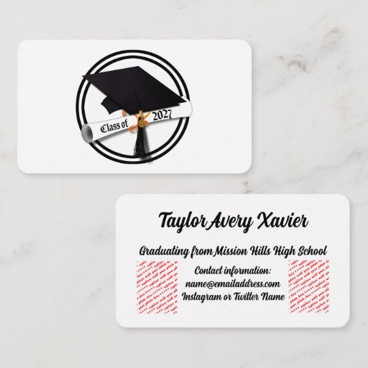 Cap and Diploma Class of 2027 Graduation エンクロージャーカード (正面/裏面)