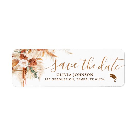 Cap Class of 2025 Save The Date Graduation Label ラベル (正面)