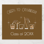 Cap Cocktail Graduation Party Brown Bar Menu ビールラベル (シングルラベル)