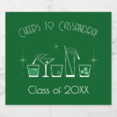 Cap Cocktail Graduation Party Dark Green Bar Menu ビールラベル (シングルラベル)