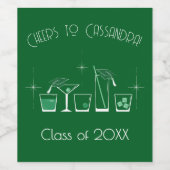 Cap Cocktail Graduation Party Dark Green Bar Menu ワインラベル (シングルラベル)