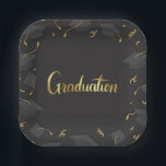 Cap & Confetti Graduation ペーパープレート<br><div class="desc">🎓Celebrate your graduate’s milestone with this stylish black-and-gold Cap & Confetti Graduation Plates, designed with scattered confetti and classic graduation caps for a festive, polished look. The elegant “Graduation” script at the center makes it a perfect addition to party tables, dessert displays, or buffet setups. Ideal for any commencement celebration,...</div>