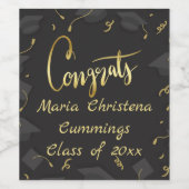 Cap & Confetti Graduation Congrats ワインラベル (シングルラベル)