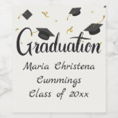 Cap & Confetti Graduation White ワインラベル (シングルラベル)