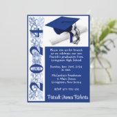 Cap & Diploma 5 x 7 Blue Background卒業 招待状 (スタンド正面)