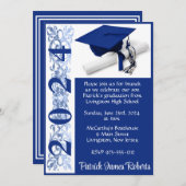 Cap & Diploma 5 x 7 Blue Background卒業 招待状 (正面/裏面)
