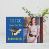 Cap & Diploma Blue – 卒業発表 招待状 (スタンド正面)