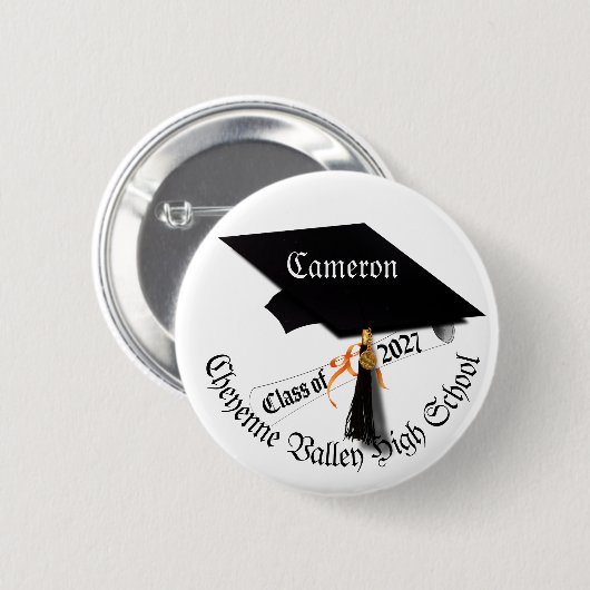 Cap Diploma Class of 2027 Graduation 缶バッジ (正面&裏面)