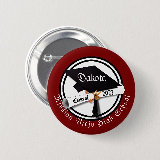 Cap Diploma Class of 2027 Graduation 缶バッジ (正面&裏面)