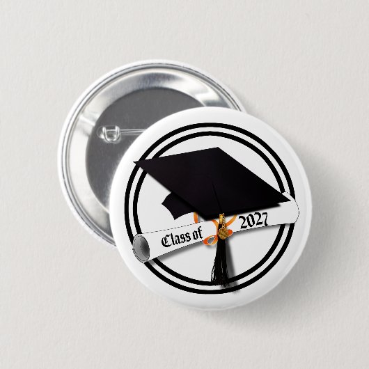 Cap Diploma Class of 2027 Graduation 缶バッジ (正面&裏面)