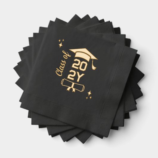 Cap & Diploma Glam Class of School Year Graduation 箔ナプキン (インサイチュ (積み重ね))