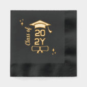 Cap & Diploma Glam Class of School Year Graduation 箔ナプキン (正面)