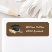 Cap & diploma graduate postage stamp ラベル (インサイチュ)