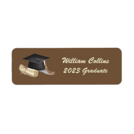 Cap & diploma graduate postage stamp ラベル