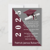 Cap & Diploma、Maroon & Gray卒業 招待状 (正面)