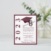 Cap & Diploma、Maroon & White Graduation 招待状 (スタンド正面)