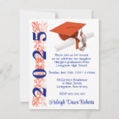 Cap & Diploma、Orange & Blue王室の卒業 招待状 (正面)