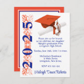 Cap & Diploma、Orange & Blue王室の卒業 招待状 (正面/裏面)