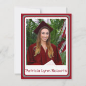 Cap & Diploma Photo, Red & Gray卒業 招待状 (裏面)