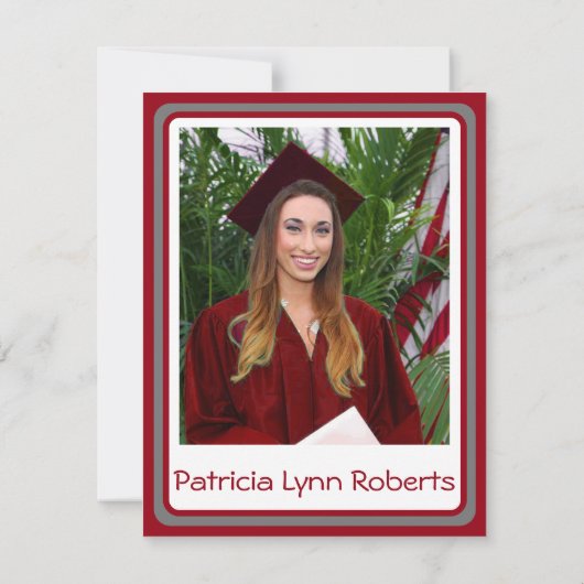 Cap & Diploma Photo, Red & Gray卒業 招待状 (裏面)