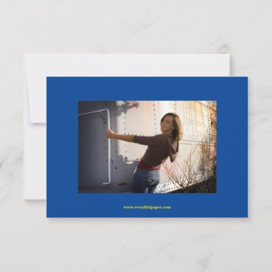 Cap & Diproma Blue - 3 x 5の卒業発表 招待状 (裏面)